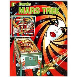 Mars Trek Pinball FLYER Original Unused Art Android Lady Alien Space Age Retro